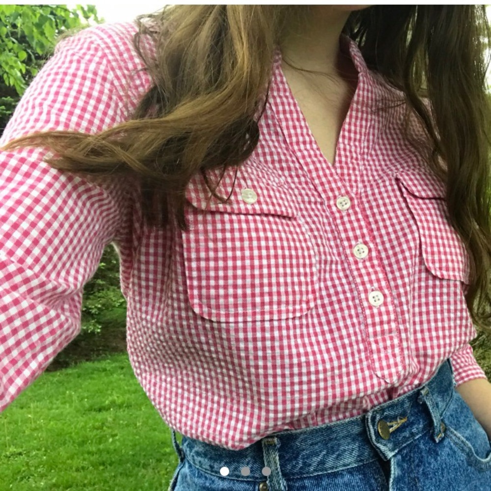 3/$12 🌸 pastel light pink gingham top